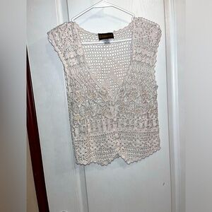 Candor Button Up Vest With Pearls Size Medium
